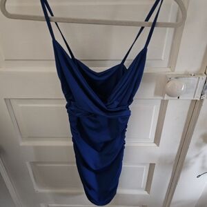 Chic Blue Draped Mini Dress